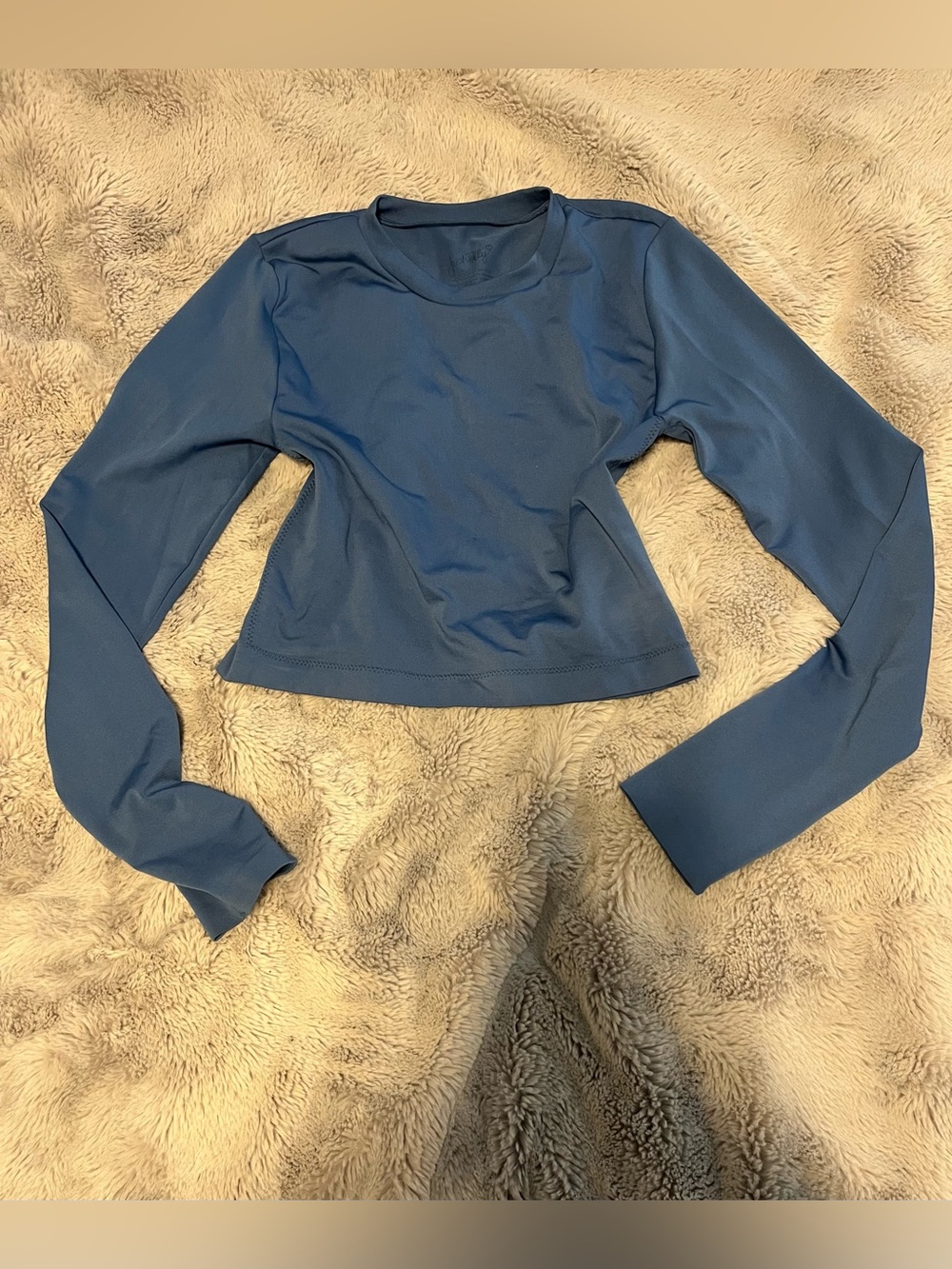 Womens Long Sleeve Crop Top in Slate Blue